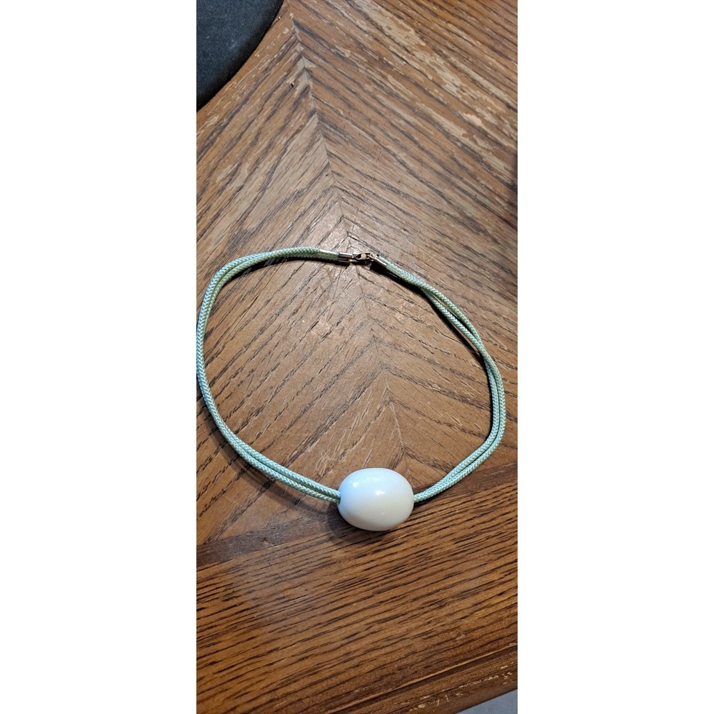 Seafoam Green‎ Corded Choker With Large White Bead